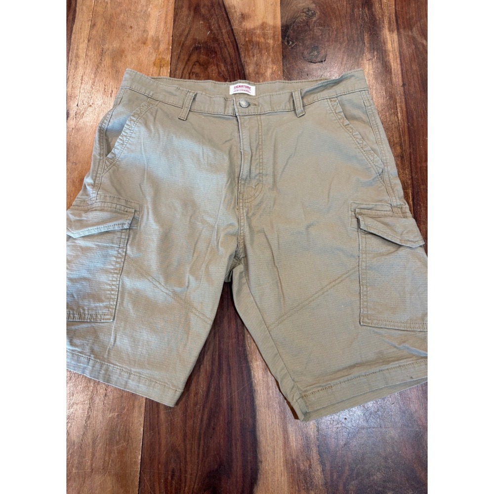 SIGNATURE BY LEVI STRAUSS & CO. cargo shorts mens 34 khaki tan utility pockets